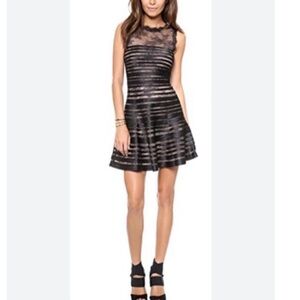 Gianni Bini Black Striped A-Line Cocktail Dress